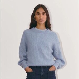 Everlane The Cocoon Crew Sweater in Alpaca Heather Blue Women's Size XS Soft